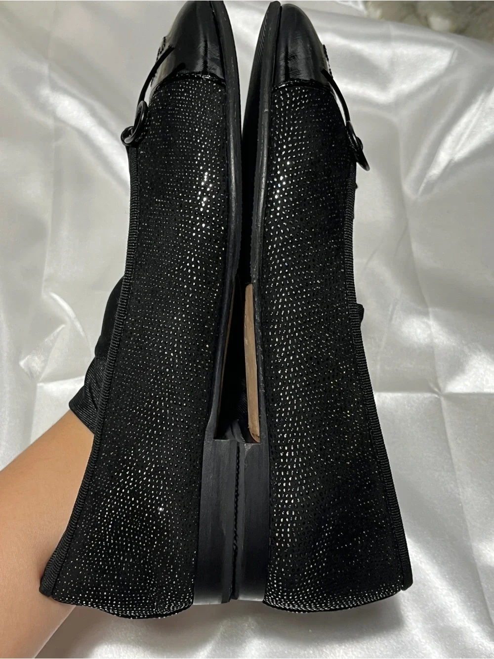 CHANEL Black Bow Cap-Toe Ballet Flats with CC Logo